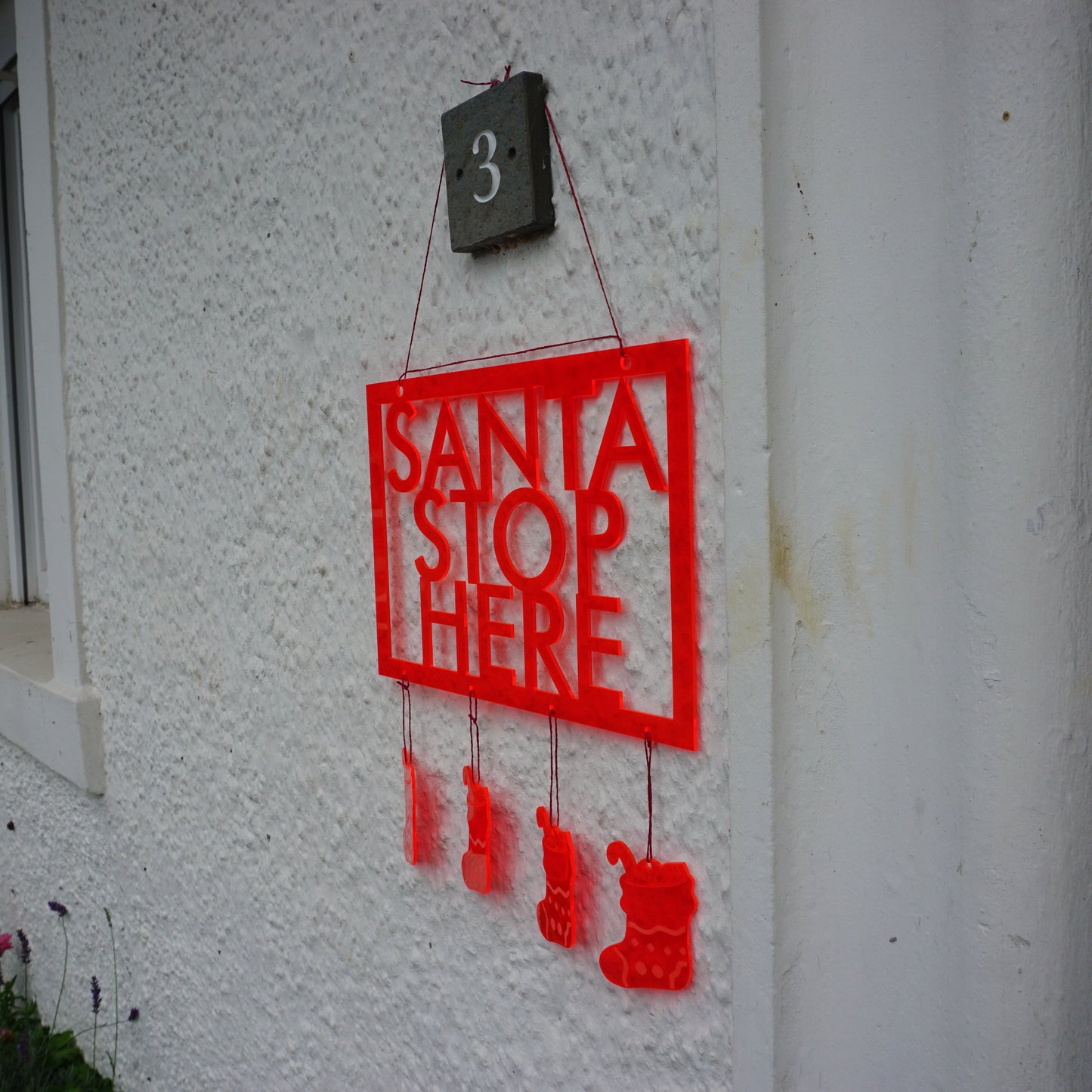 SunCatcher Christmas Sign 'Santa Stop Here'