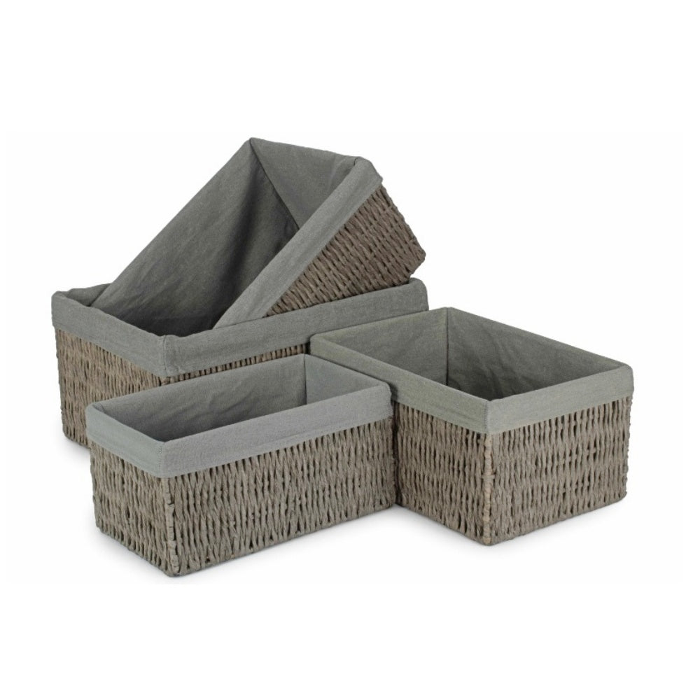 Grey Paper Rope Storage Basket with Grey Cotton Lining-0