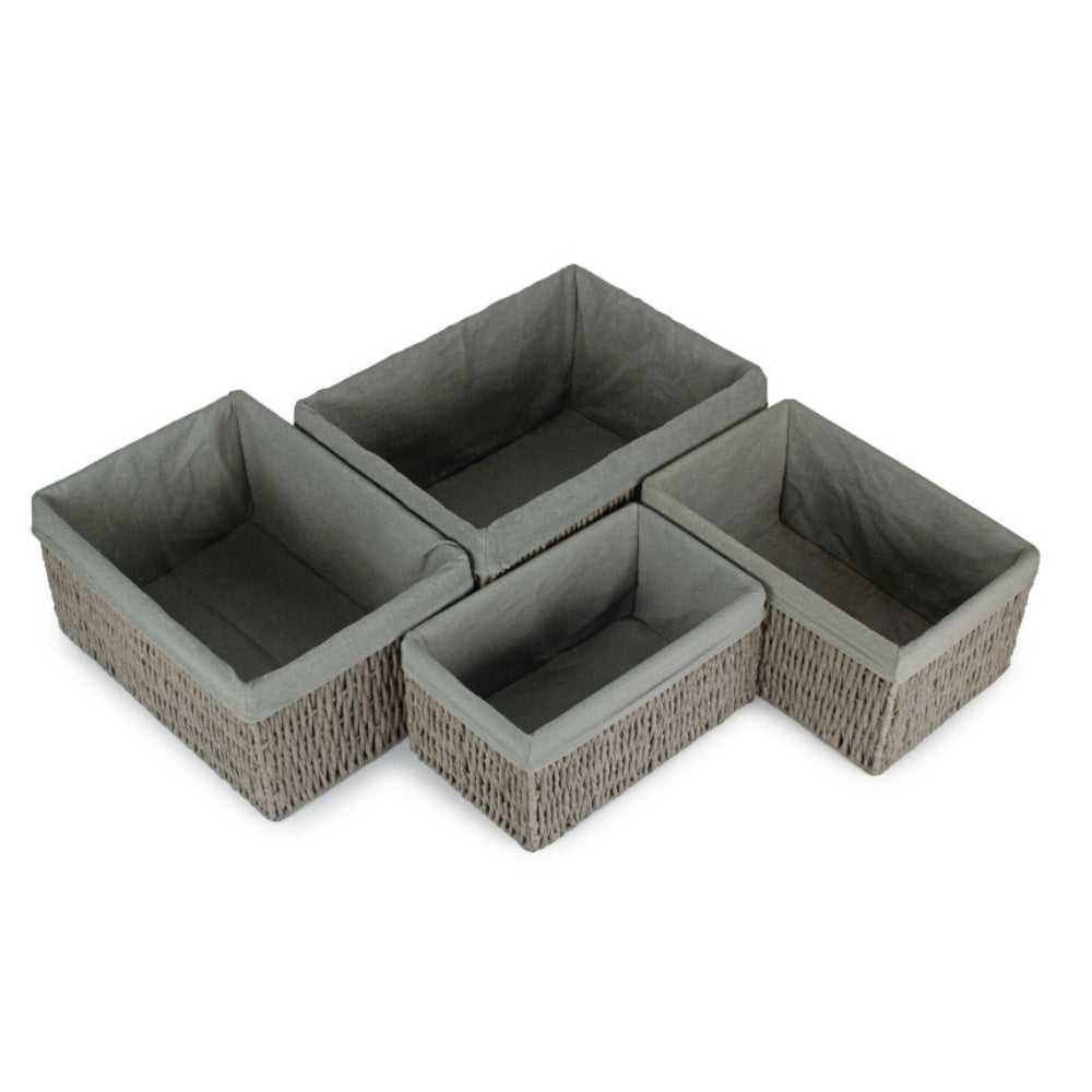 Grey Paper Rope Storage Basket with Grey Cotton Lining-1