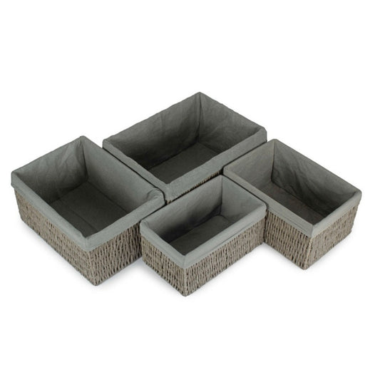 Grey Paper Rope Storage Basket with Grey Cotton Lining-1