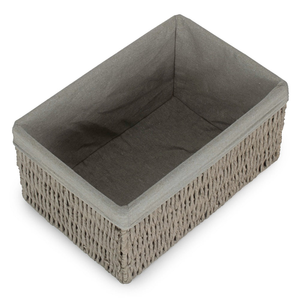 Grey Paper Rope Storage Basket with Grey Cotton Lining-4