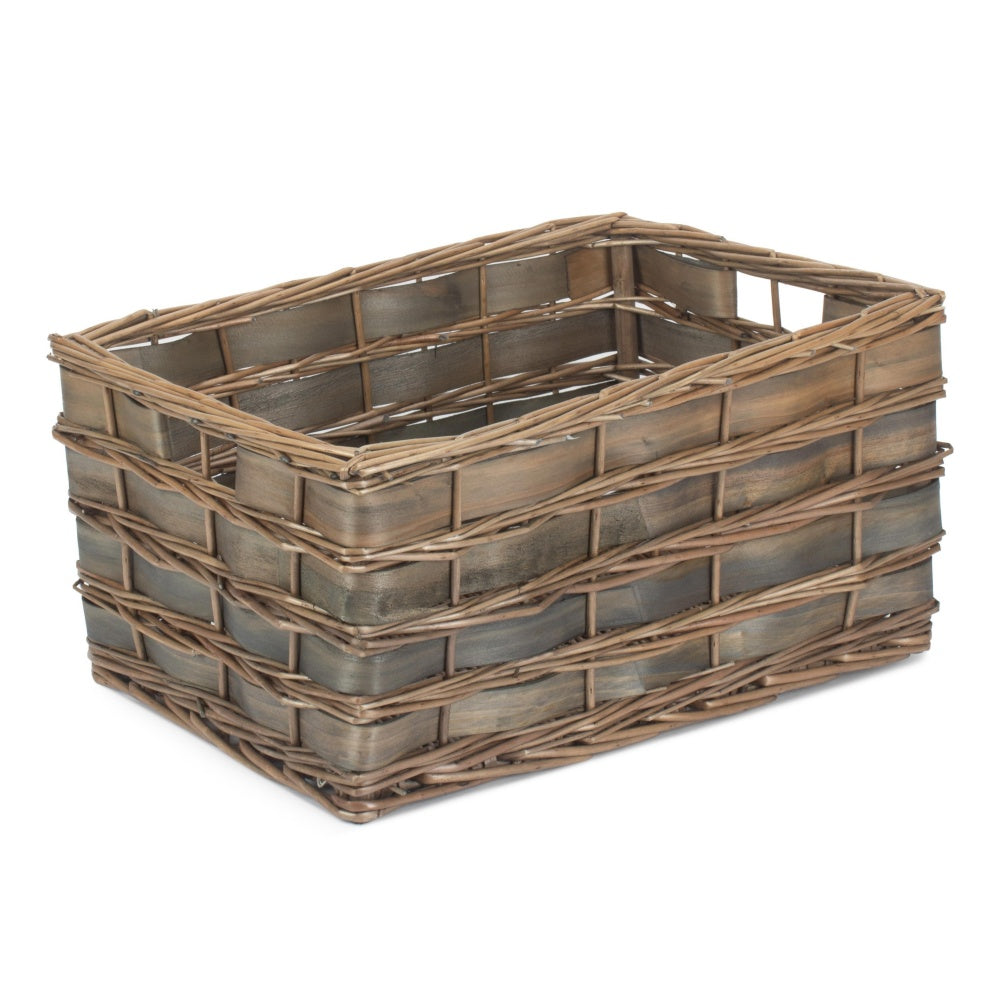 Unlined Grey Scandi Storage Basket-2