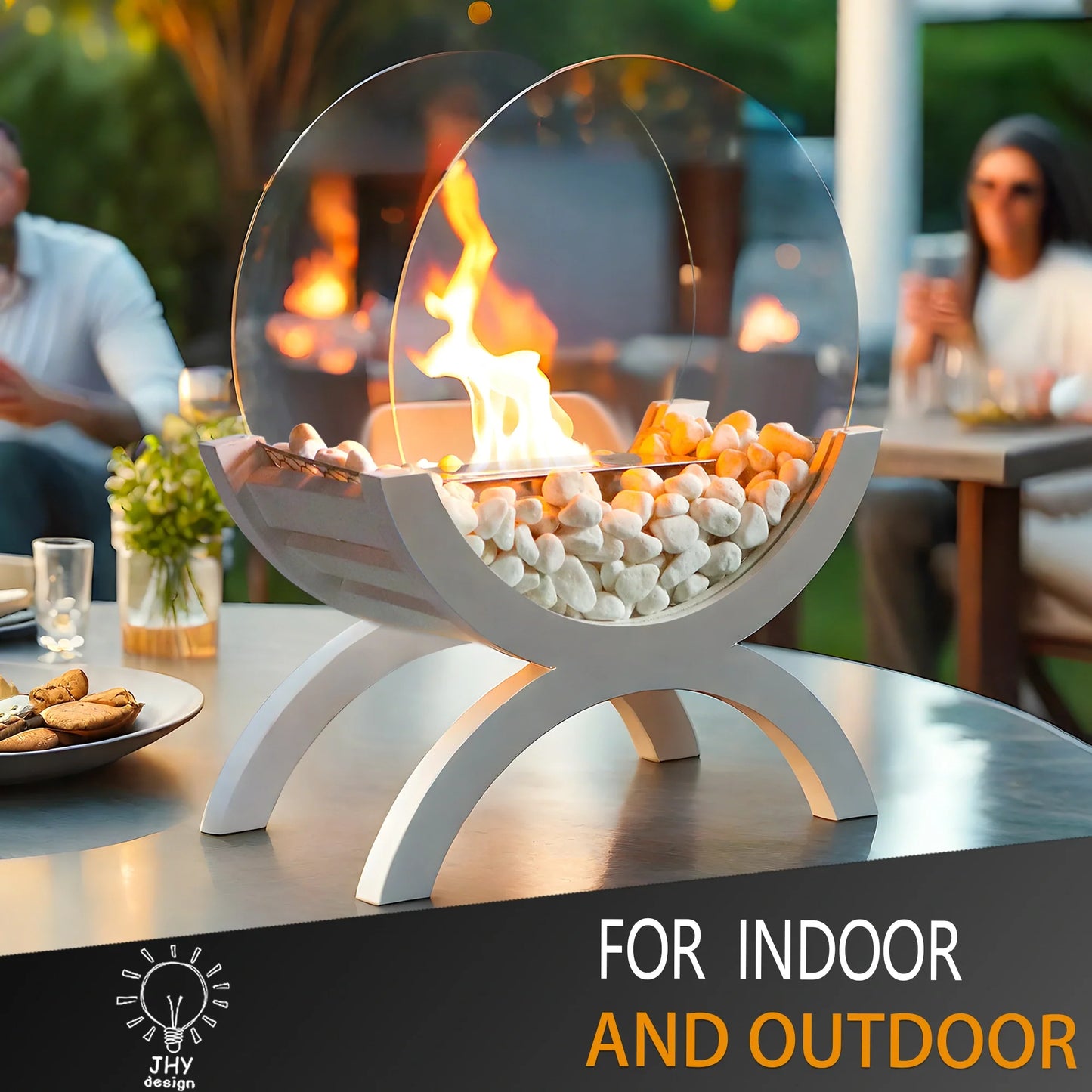 AuraFire 360° Glass Bio-Ethanol Tabletop Fireplace