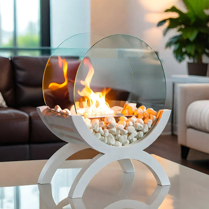 AuraFire 360° Glass Bio-Ethanol Tabletop Fireplace